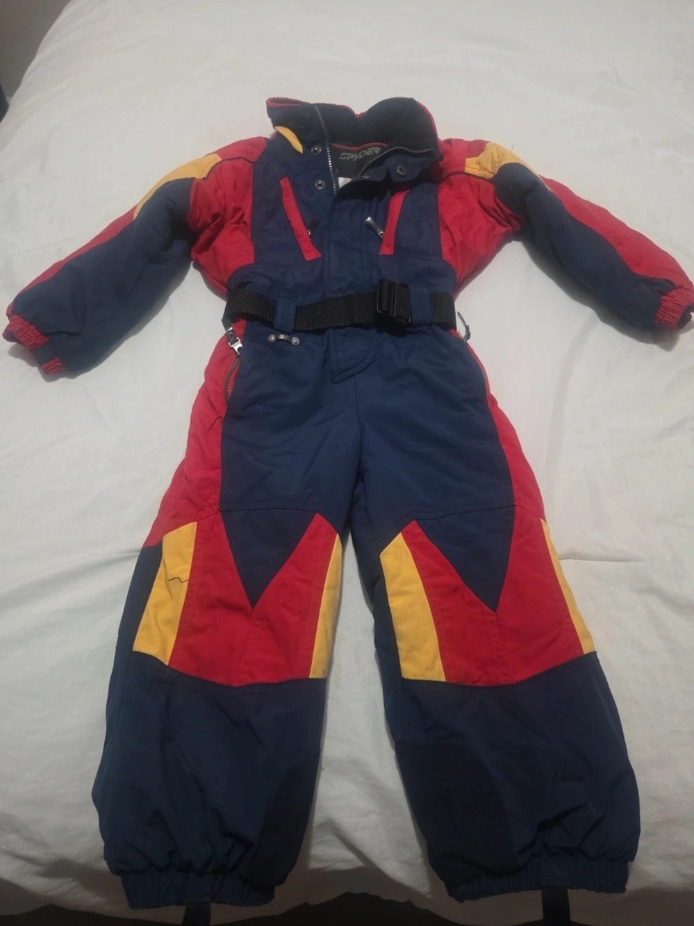 Spyder Colorblock Red Navy Yellow Kids Ski Suit Size 4
